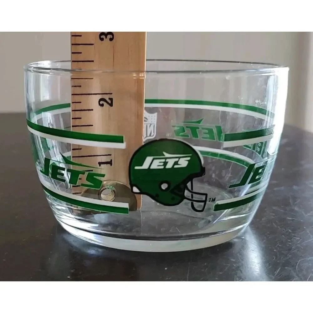 Pair of 2 Vintage New York Jets Glass Snack Bowl Libbey NFL Football